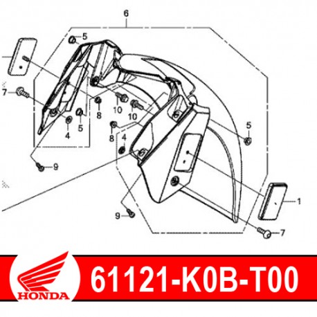 61121-K0B-T00 : Vordere Innenkotflügel Honda Forza 125